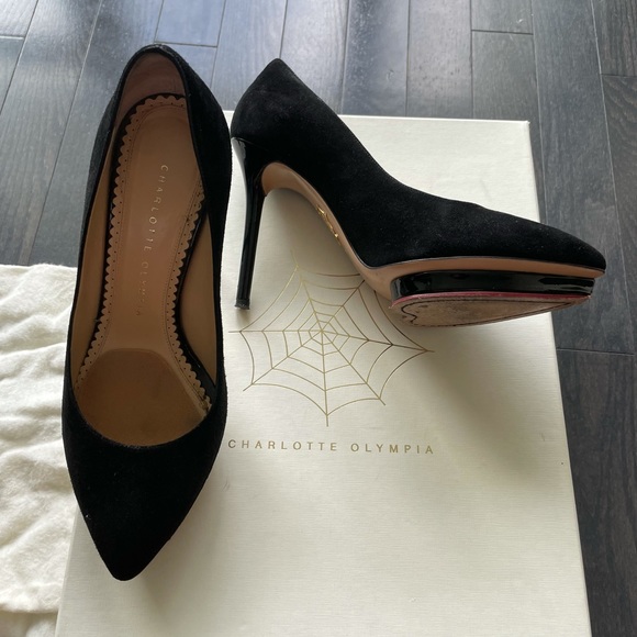 Charlotte Olympia Black Debbie Suede Pumps EU 36 - Picture 5 of 7